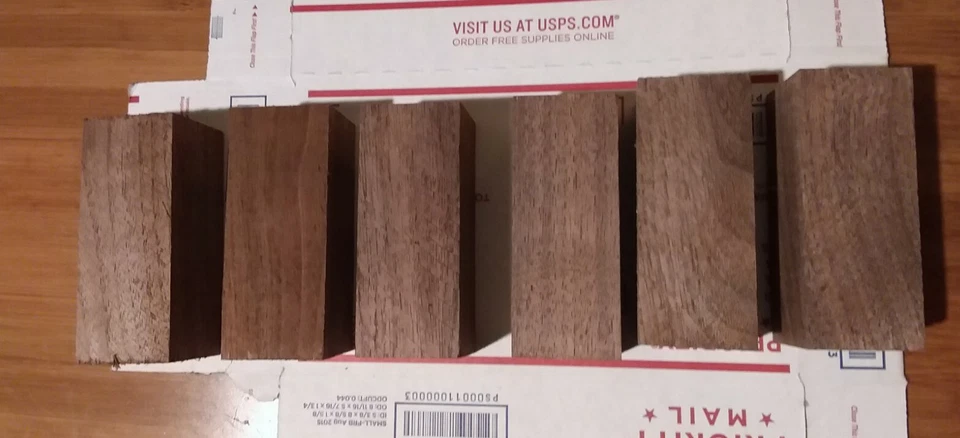 6) BLACK WALNUT  DUCK CALL / TURNING BLANKS, 1-5/8" X 1-5/8" X 4" - Image 1 of 2