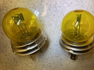 vintage h4 yellow renault citroen headlight bulbs 77 03 097 174 12v Pair - Picture 1 of 7