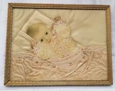 ANTIQUE Framed VINTAGE RIBBON LADY BABY ADORABLE & RARE 10 x 13