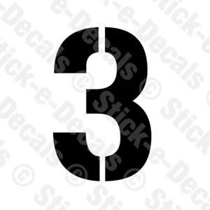 Number THREE 3 Vinyl Die Cut Decal Sticker - RACING NUMBER Custom Stencil GP - Picture 1 of 2