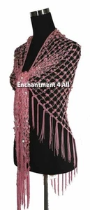 Exotic Crochet Net Sequins Belly Dance Hip Scarf, Pink - Picture 1 of 5