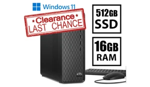 HP Desktop Computer 16GB 500GB SSD Quad Core 3.2Ghz CD/DVD SD Windows 11 WiFi - Picture 1 of 4