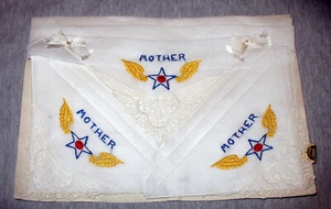 3 Vintage WW2 Army Air Force Star Wings "Mother" Hankies Lace & Embroidery NEW - Picture 1 of 4