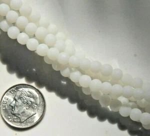 Round Beads, 4mm, Opaque White w/Frosted, Matte, Sea Glass Finish, 46 Pieces - Picture 1 of 1