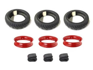3x Sommer Reifen 100/90-10 Kompletträder Rot Satz für Vespa Piaggio Ape 50 TM - Bild 1 von 4