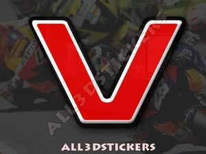 3D Stickers Resin Domed LETTER V - Color Red - 25 mm(1 inch) Adhesive Decal - Picture 1 of 1