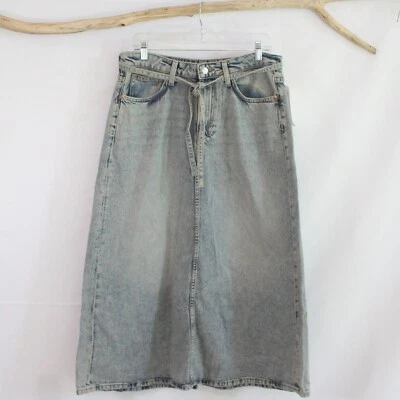 NWT H&M Long Modest Pale Blue Jean Skirt Size XS - XXL Denim Maxi Back Slit - Image 1 of 4