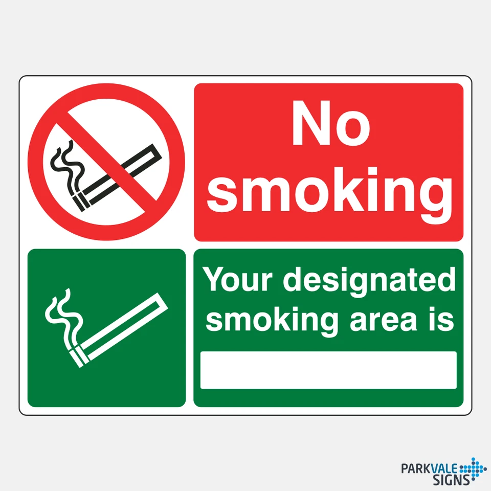 LASTING IMPRESSIONS (SIGNS) LIMITED No Smoking Your Designated Smoking Area Is Sign (landscape)