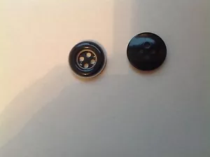25 NEW 5/8 INCH BLACK ON WHITE 4 HOLE SHIRT BUTTONS WITH WIDE ROUNDED RIM - Picture 1 of 3