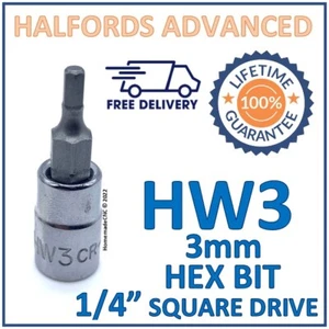 Halfords Advanced H3 3mm Hex Bit with 1/4" Square Drive Adapter - New - Free P&P - Picture 1 of 7