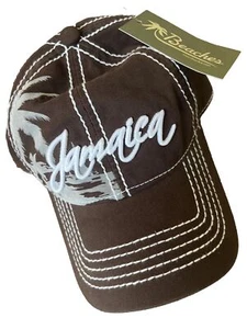 Jamaika Mütze Kappe Strände Urlaub mit Etikett verstellbar braun & weiß genähtes Logo - Bild 1 von 7