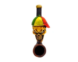 Gorra Rasta Calavera Niño Hecho a Mano Tabaco Fumar Mini Pipa de Mano Horror Reggae Sombrero - Imagen 1 de 2