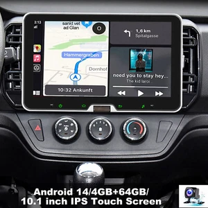 10.1" Giratorio Único DIN Android 14 CarPlay Coche Estéreo GPS Navegación 64GB+ Cámara - Imagen 1 de 16