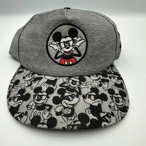 Mickey Mouse Hat Gray Disney Parks Mickey In Eyeglasses Cap Snapback NWOT - Picture 1 of 5