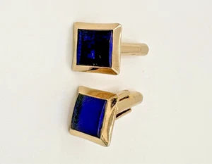 Cufflinks Deep Blue with Gold Post Blue Starry Sky  Men - Picture 1 of 5