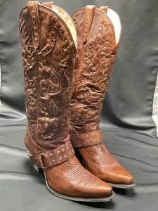 Rare Vintage Discontinued Lane "Stud Rocker" J-toe Cowboy/Cowgirl Boots With Box - Picture 1 of 14
