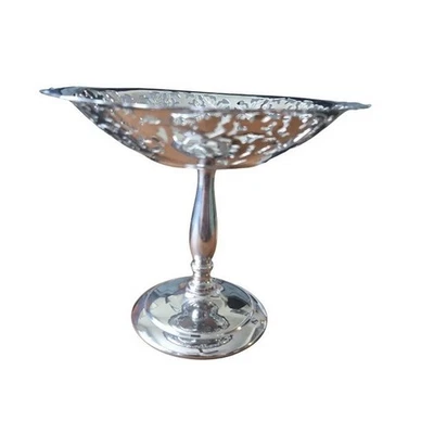 Plato de pedestal vintage Art Deco Krome Kraft Farber Bros años 30 6" Foto 1 de 4