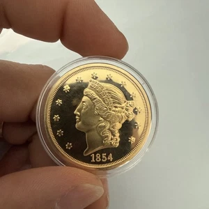 Moneta oro venti dollari S 1854 "COPIA" - Foto 1 di 3