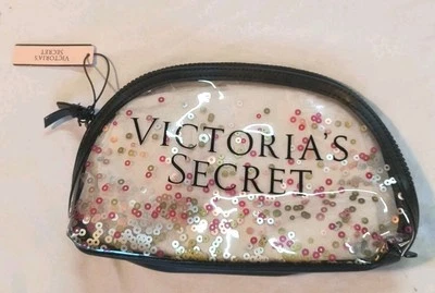 VICTORIA'S SECRET ESTUCHE COSMÉTICO TRANSPARENTE LENTEJUELAS BRILLANTES ¡Bolso de belleza maquillaje despistado! Foto 1 de 4