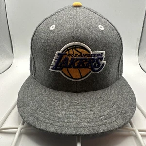 Los Angeles Lakers Mitchell & Ness Flannel Gray Hat sz 7 1/2 Hardwood Classics - Picture 1 of 11
