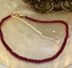 14k Beautiful Natural Ruby Bead Bracelet - Picture 1 of 4
