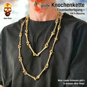 Knochenkette XXL Halskette Panzerkette Königskette Biker Skull Messing Edelstahl - Bild 1 von 9