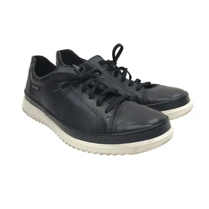 Mephisto Thomas Pebble Grain Leather Sneakers Men's Size 10.5 Black White - Picture 1 of 13