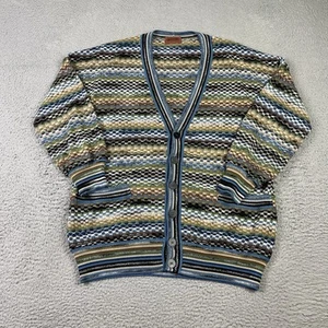 Vintage Missoni Cardigan Sweater Mens 48 Multicolor Cotton Knit Made in Italy - Picture 1 of 14