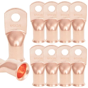 10PCS 4/0AWG - 3/8''Stud Heavy Duty Copper Terminals,Battery Cable Crimp Lugs,Ba - Picture 1 of 12