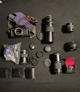 Minolta X-370s Film camera with 5 lenses comes with instruction Manuels And Case - Picture 1 of 5