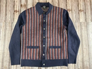 Todd Snyder Merino Tapeta Completa Polo Cárdigan Talla M Color Rayas Azul Marino MSPR 248 - Imagen 1 de 5