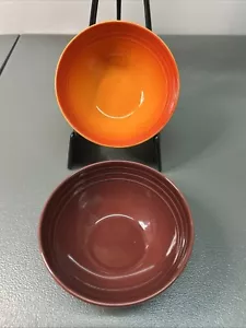 Le Creuset Snack Bowl Set of 2 Orange Burgundy 330ml 11oz Used - Picture 1 of 7
