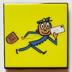 MR. ZIP Coaster USPS Walking Custom Ceramic Tile Barware Cork Back - Picture 1 of 4