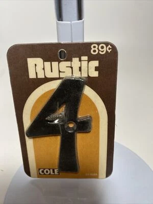 Vintage Cole Rustic Aluminum Cast Metal Mailbox Letters NOS Number 4 - Image 1 of 4
