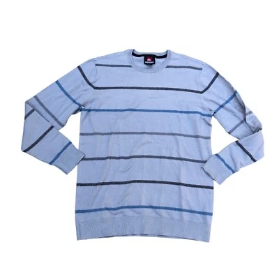 Vintage QUICKSILVER Pullover Sweatshirt Men's XL Crew Striped Grey Long Sleeve — 第 1/4 张图片