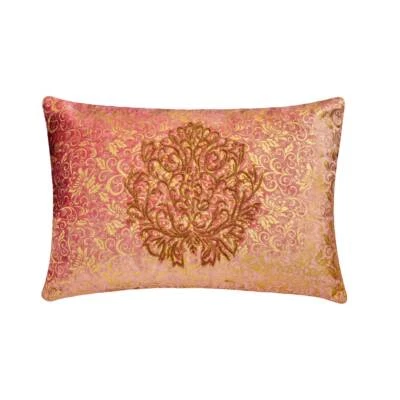 Decorative Lumbar Cushion Cover Pink Set of 2, Bed Decor Velvet - Mumtaaz - Image 1 of 3