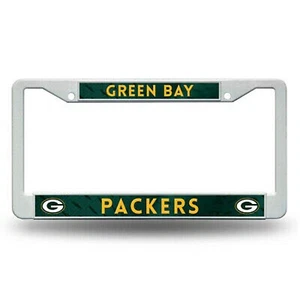 NFL Football Team Green Bay Packers White Plastic Auto License Plate Frame-1PC - Picture 1 of 1