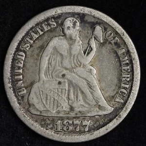 1877-CC Seated Liberty Silver Dime CHOICE FINE/VF E163 ZNP - Picture 1 of 2
