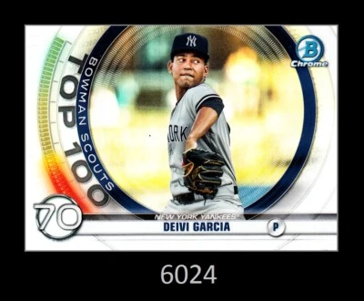 1-2020 BOWMAN CHROME TOP 100 REFRACTOR DEIVI GARCIA YANKEES CARD#BTP-70 QTY - Image 1 of 2
