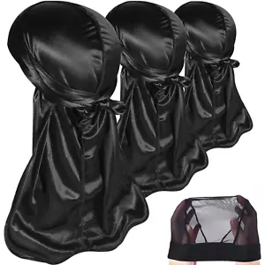 3PCS Silky Durags Pack for Men Waves, Satin Doo Rag, Award 1 Wave Cap,N - Picture 1 of 12