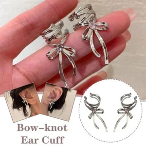 Ear Cuffs Non Pierced Cartilage Fake Earrings Stainless Bow Steel Clip N7E2 - Picture 1 of 14