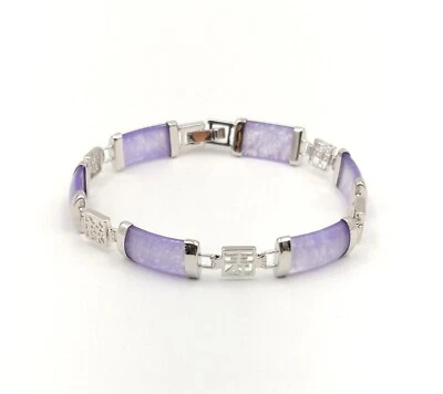 Brazalete Brazalete Azul Verde Púrpura Ágata Jade Real 18KGP Cierre Personajes de la Suerte Foto 1 de 4