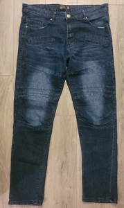 URBAN CHAINZ BIKER SIZE 38/31 PREWASHED MENS PREWASHED PREFADED BLUE JEANS #1 - Picture 1 of 13