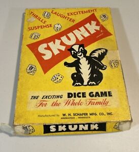 SKUNK Vintage 1953 Schaper Minn USA Party Board Dice Game Die Cut Box