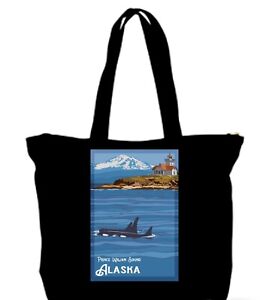 Prince William Sound Alaska Plakat podróżny Torba na zakupy Uniwersalny cel Obserwacja wielorybów