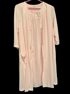 Vintage Aristocraft rosa Nylon 2 Stück Nachthemd & Morgenmantel weich Größe Medium in einwandfreiem Zustand - Bild 1 von 9