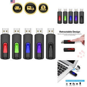 USB Flash Drive 64GB USB 2 0 Memory Stick 5 Pack Portable Data Storage - Afbeelding 1 van 9