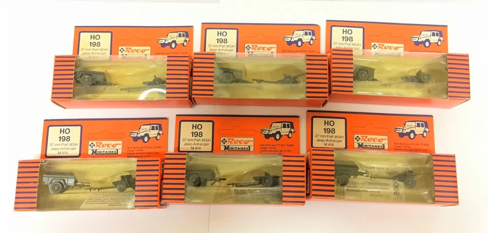 37 mm PaK M3A1 Jeep-Anhanger M416 X 6 - 1:87 - Roco - Ho 198 - Immagine 1 di 1