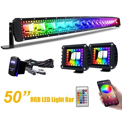 50" Curved LED Light Bar Upgrade Mounting Wir Kit For Ford Ranger Roof Upper RGB Foto 1 de 4