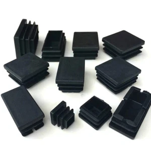 Black Rectangle Plastic Blanking End Cap Tube Pipe Insert Plug Bung Steel 20pcs - Picture 1 of 12